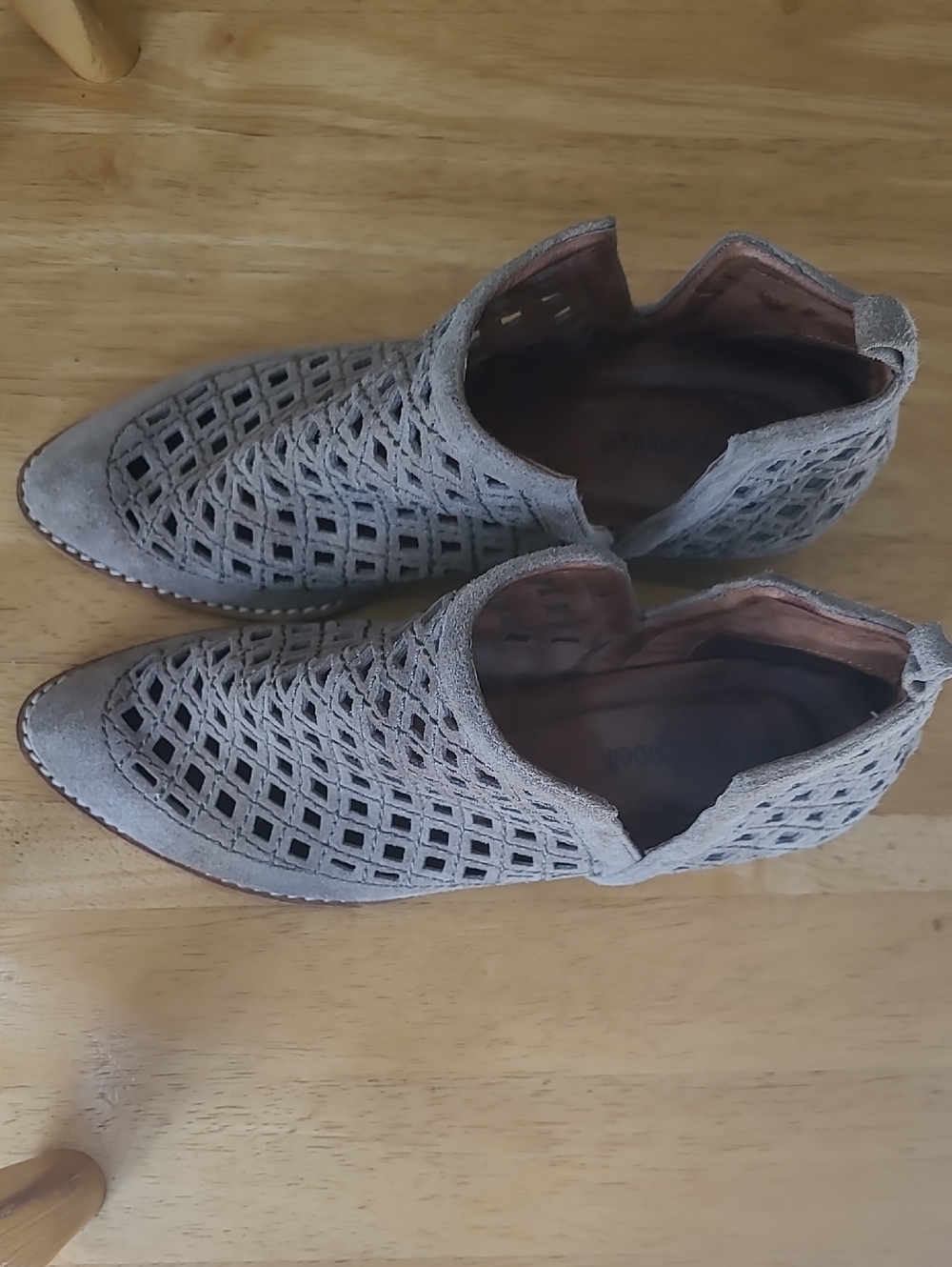 Jeffrey Campbell Taggart Open Weave Suede Women's Ankle Steel Gray Booties Sz 7